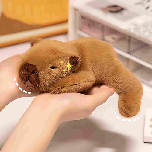 Karoeiwa Mini Palm-Sized Capybara Stuffed Animal 7.8 inch Soft Small Cute Capibara Plush Doll Plushies Toys Decoration Gifts for Kids Brown