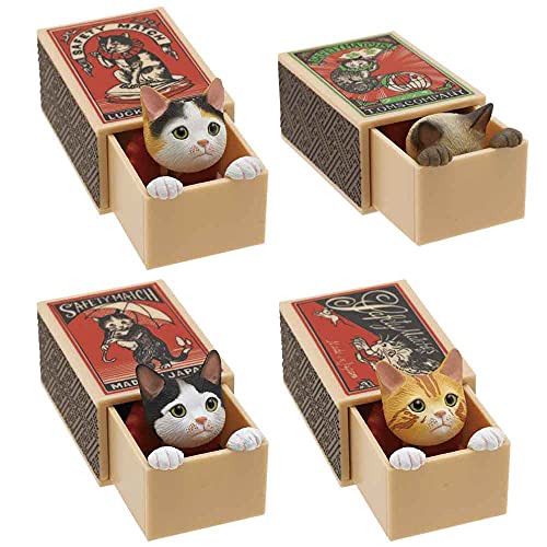 Kitan Club Cat Peek Matchbox Blind Box - 1 of 4 Collectable Figurines- Fun, Versatile Decoration - Authentic Japanese Design