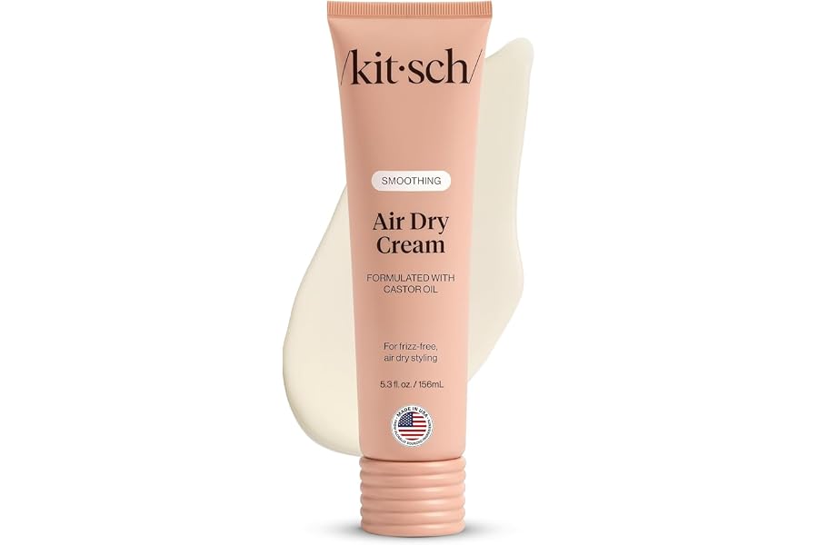 Kitsch Smoothing Air Dry Cream – With Castor Oil & Coconut Oil - 5.3 oz | Frizz Control Hair Care Product – Lightweight Hair Styling Products – Enhances Natural Hair Texture Appearance