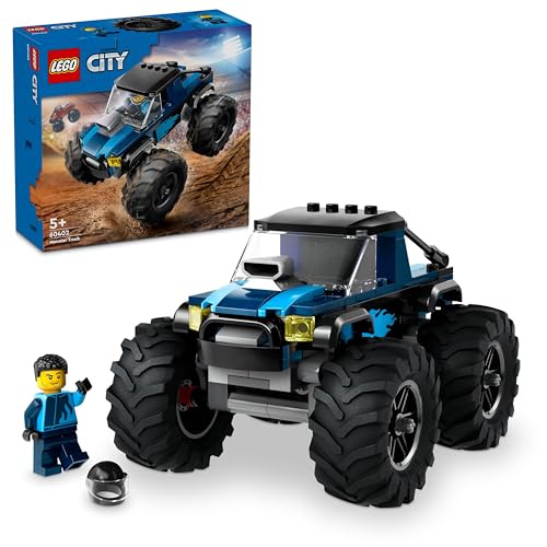 LEGO City Blue Monster Truck Toy for 5 Plus Year Old Boys & Girls, Vehicle Set with a Driver Minifigure, Creative Race Car Toys for Kids, Birthday Gift Idea 60402 | Monster Truck Toy Driver Minifiguur, bouwset, verjaardagscadeau voor jongens en meisjes, 148 stuks
