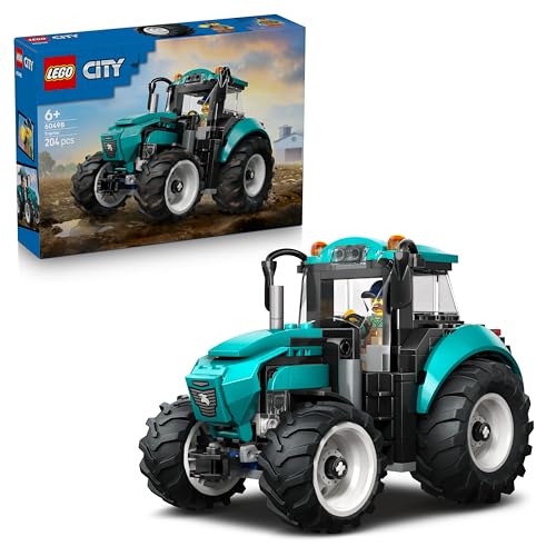 LEGO City Tractor Toy - Farm Vehicle Model Building Kit with a Farmer Minifigure - Birthday Gift Idea for 6+ Year Old Boys and Engineering Fans - 60498