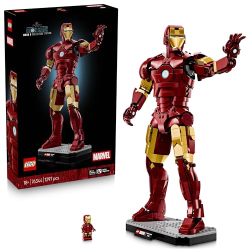 LEGO Marvel Iron Man Mark 3 – Verzameleditie - Avengers Bouwpakket voor Volwassenen - Woondecoratie - Incl. Minifiguur en Arc Reactor - Cadeau voor Mannen, Vrouwen en Fans - 76344