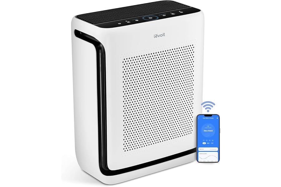 LEVOIT Smart Air Purifier for Home Large Room up to 1875 ft Vital 200S-P | For Quiet Bedroom at 27dB, AHAM VERIFIDE, Air Quality Monitor, HEPA Sleep Mode for Allergies, Pet Hair and dander, White