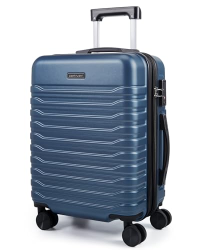 LIGHT FLIGHT Expandable 20" Carry On Luggage 22x14x9, TSA Lock, Blue