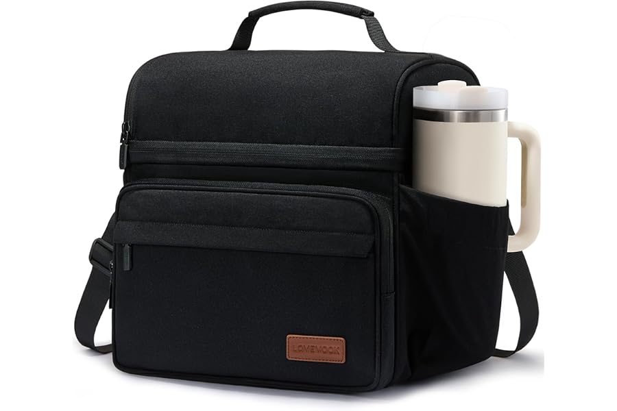 LOVEVOOK Lunch Bag for Men Women, Insulated Lunch Box, Large Cooler Lunbox | 15L Waterproof Leakproof Bag with Large Cup Holder for Travel Work Beach Uni Camping Picnic, Durable Tote for Adult Gift
