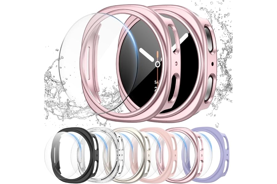 Landhoo 6+6 Pack for Samsung Galaxy Watch 8/9 40mm Screen Protector Case | Hard PC bumper + HD highly responsive touch tempered glass. anti-fog, Waterproof face cover, scratch-proof, bubble-free