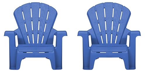 Little Tikes Kids Garden Chair 2 Pack in Blue, Outdoor Toddler Activity Adirondack Chairs for Picnic, Garden, Patio, Backyard & Beach, Outdoor Chair Set