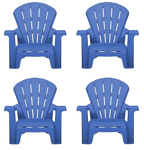 Little Tikes Kids Garden Chair 4 Pack in Blue, Outdoor Toddler Activity Adirondack Chairs for Picnic, Garden, Patio, Backyard & Beach, Outdoor Chair Set
