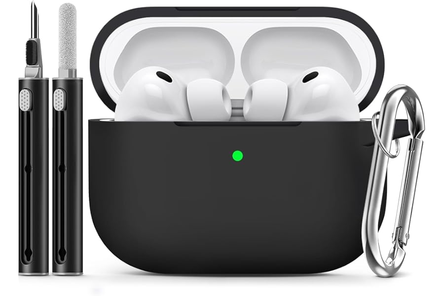 Ljusmicker for AirPods Pro 3 Case 2025 with Cleaner Kit,Black | Soft Silicone Protective Cover for Apple AirPod Pro 3rd Generation Case with Keychain for Women Men,Shockproof