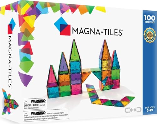 MAGNA-TILES Classic 100-Piece Magnetic Construction Set, The Original Magnetic Building Brand