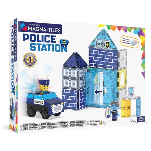 MAGNA-TILES Police Station 35-Piece Magnetic Construction Set, The Original Magnetic Building Brand