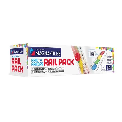 MAGNA-TILES Rail Racers Rail Pack 8-Piece Magnetic Construction Set, The Original Magnetic Building Brand