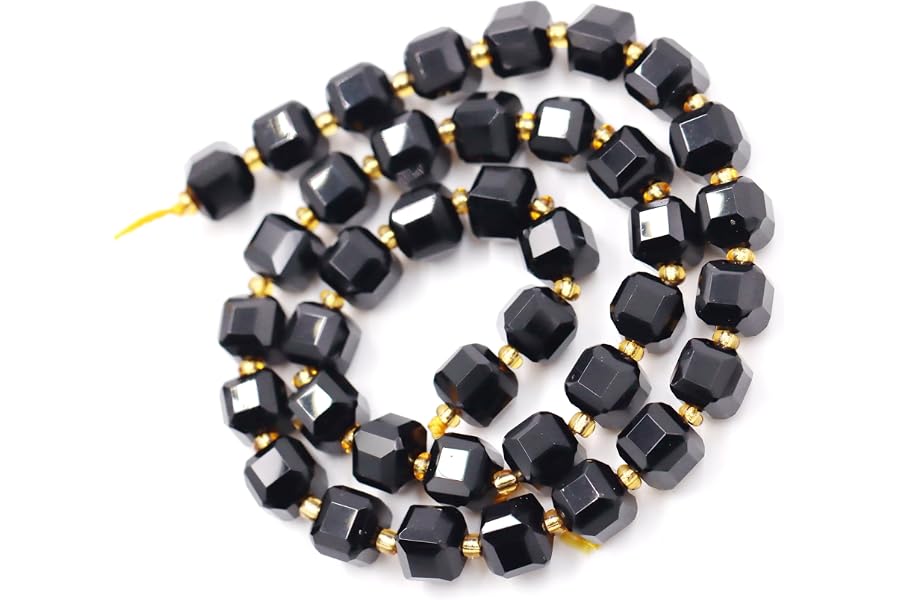 Malahill Wholesale Natural Faceted Stone Beads for Jewelry Making Sold per Bag 5 Strands Inside Cube Onyx 6mm