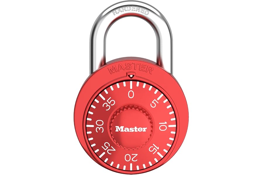 Master Lock Locker Lock, Combination Padlock for Gym and School Locker, Red, 1 Pack, 1530REDEC