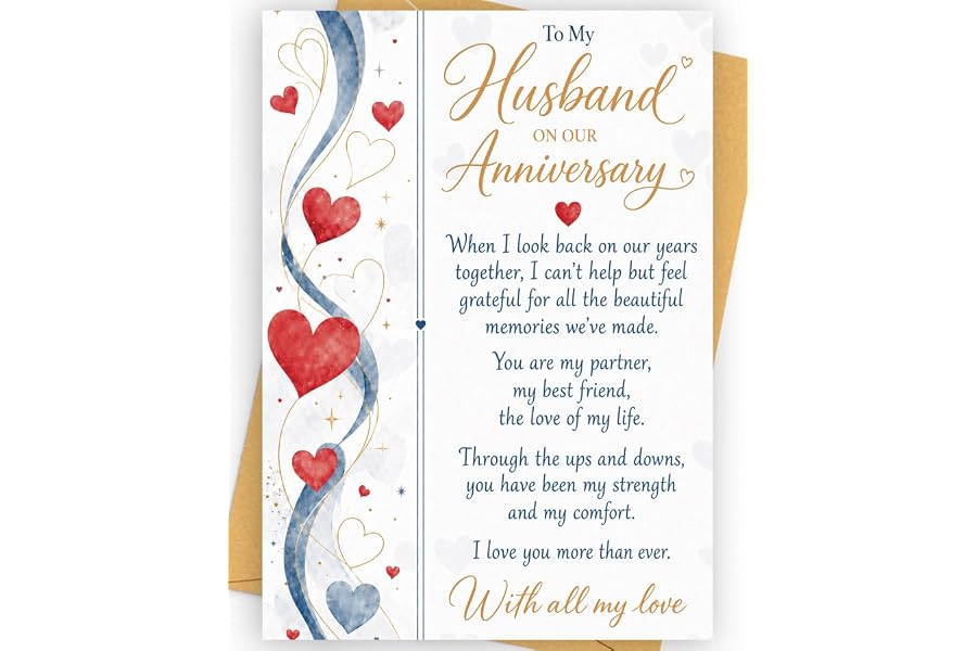 MejorJo Anniversary Card Gifts for Men Husband Him | Romantic Love Card