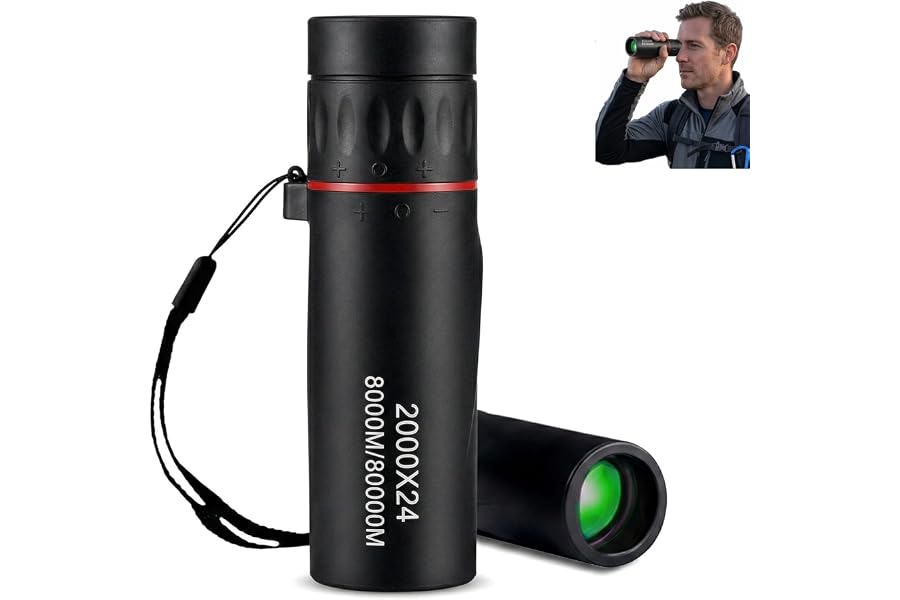 Mini Monocular Telescope – 2000x24 HD High Power for All Ages | Compact optics, for stargazing, hunting, hiking, wildlife & travel, good gift for outdoor enthusiasts, black