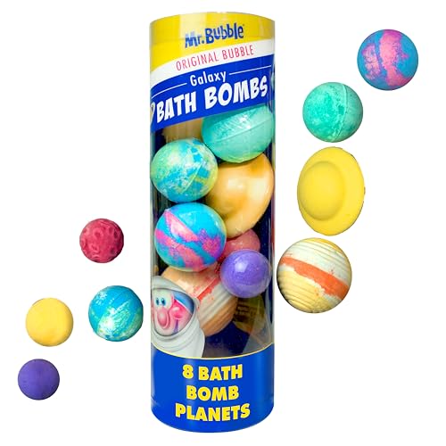 Mr. Bubble Galaxy Bath Bombs, Signature Bubble Gum Scent, Set of 8 Different Bath Bomb Planets