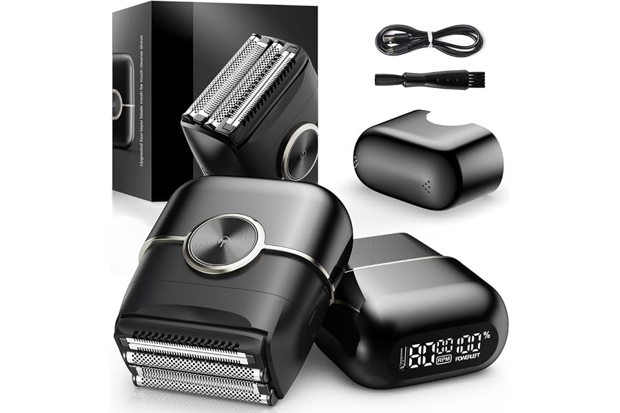 NKTMXY Electric Foil Shavers for Men: 4 Floating Blades & Dual Speed | Mini Electric Razors for Men With Wet or Dry - Cordles