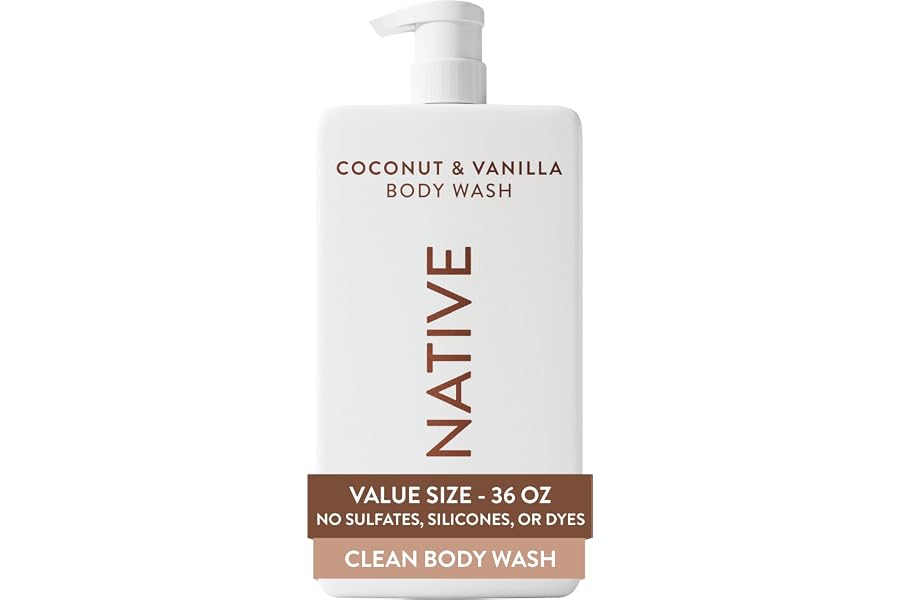 Native Body Wash for Women & Men, Coconut & Vanilla, 36 oz Pump Bottle, Sulfate-Free & Gentle