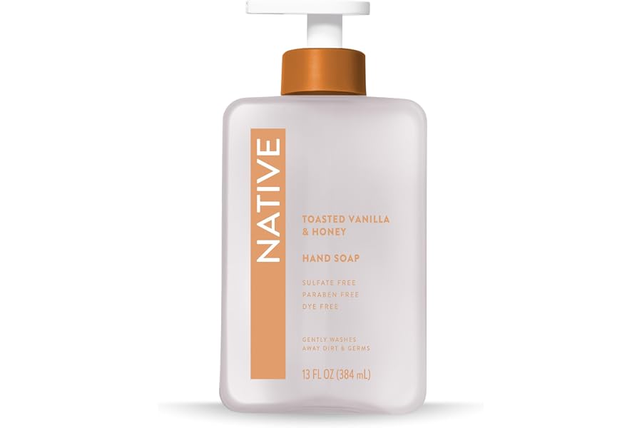 Native Liquid Hand Soap, Toasted Vanilla & Honey Scent, Non-Drying Formula for Soft, Smooth Hands, Made with Plant-Based Cleansers, Sulfate & Paraben Free, 13 oz Bottle