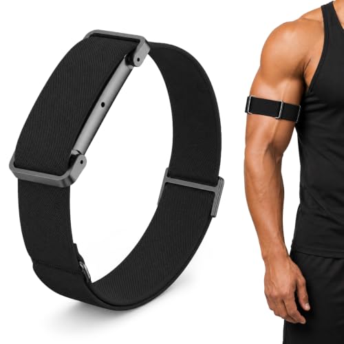 Nylon Armband Compatible with Google Fitbit Air, Adjustable Upper Arm Band Compatible with Fitbit Air, Breathable Soft Active Arm Strap for Women Men, Tracker Not Included (Black)