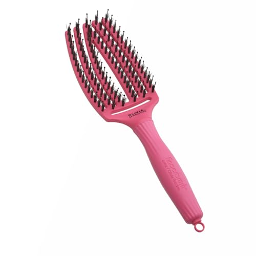 Olivia Garden Fingerbrush Care Iconic - Medium - Hot Pink - Ontwarrende Borstel met Varkenshaar & Nylon voor Gezond en Glanzend Haar