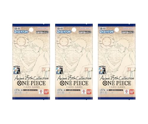 One Piece Card Game Extra Booster Anime 25th Collection EB-02 Booster Pack (Japanese) - 3 Packs - 18 Cards