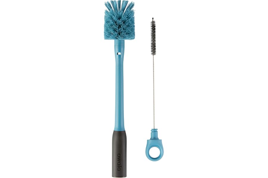 Owala 2-in-1 Water Bottle Brush Cleaner and Water Bottle Straw Cleaner Brush, Water Bottle Brush with Removable Head and Twist n� Hide Straw Brush, Smokey Blue