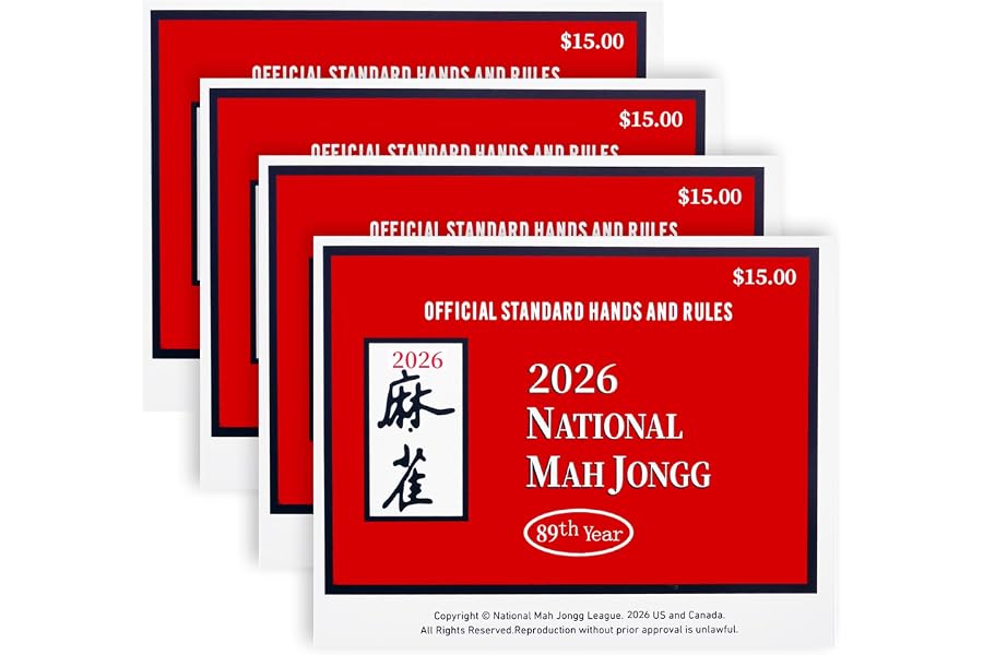PFFM 2026 NMJL Mah Jong Card Official Revision - Large Size - 4 Pcs | 2026 Edition, Hands and Rules