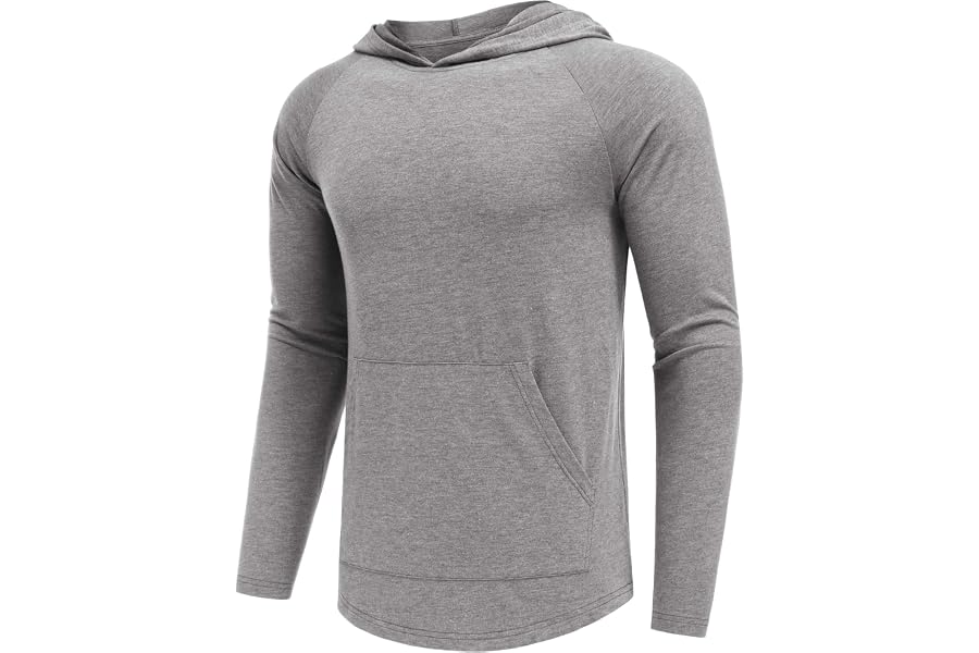 PINSPARK Men's Lightweight Workout Hoodies Pullover Golf Gym Sweatshirt | Soft long sleeve hooded shirt for fall running & gy