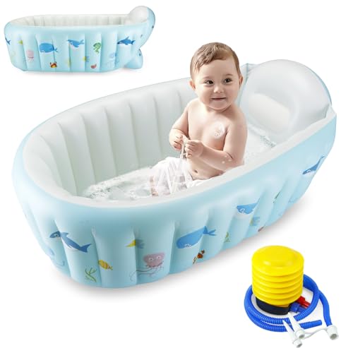 PandaEar Inflatable Baby Bathtub, Portable Travel Bath Tub with Air Pump
