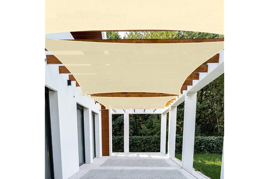 Patio Paradise 12' x 14' Sun Shade Sail Rectangle Canopy Patio Cover Sunlight Block Awning Heavy Duty Commercial Grade for Backyard Lawn Garden Outdoor Activities, Beige