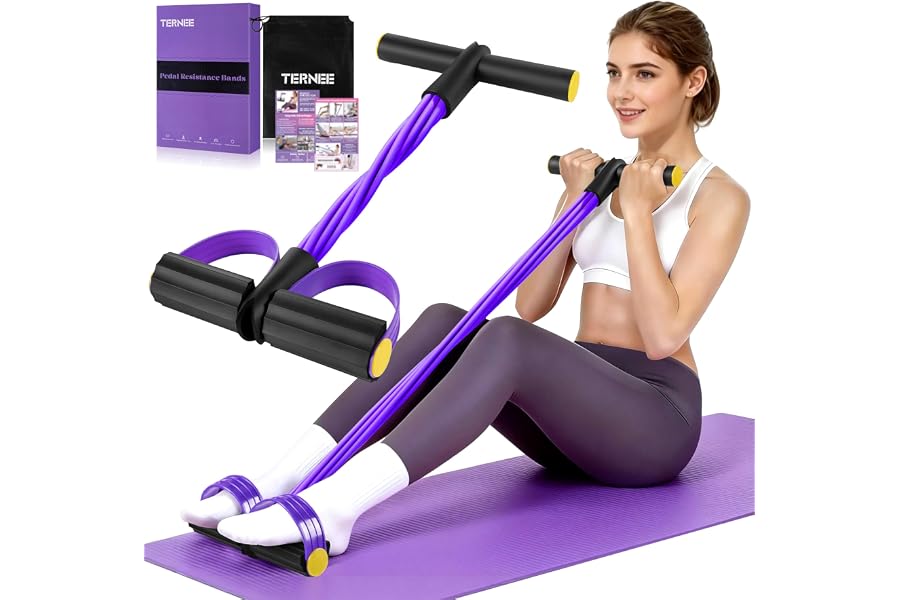 Pedal Resistance Band with Handle， Foot Pedal Resistance Band for Women，Multifunction Exercise Bands for Home Gym Full Body Workout