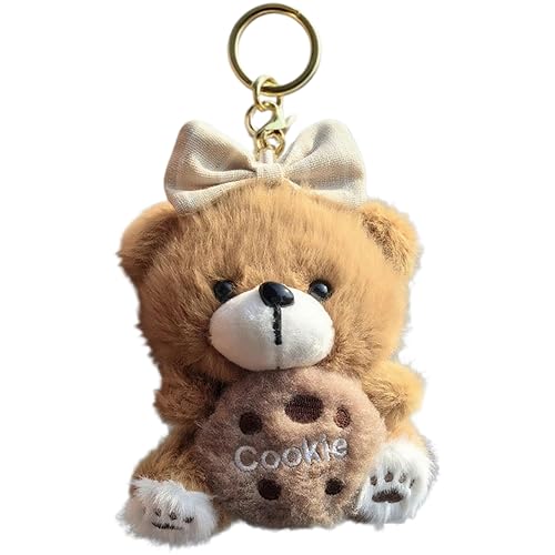Pgsnhxj Cute Plush Bear Keychain Teddy Bear Stuffed Animals Keyring Charm Handbag Pendant (Brown-cookie)