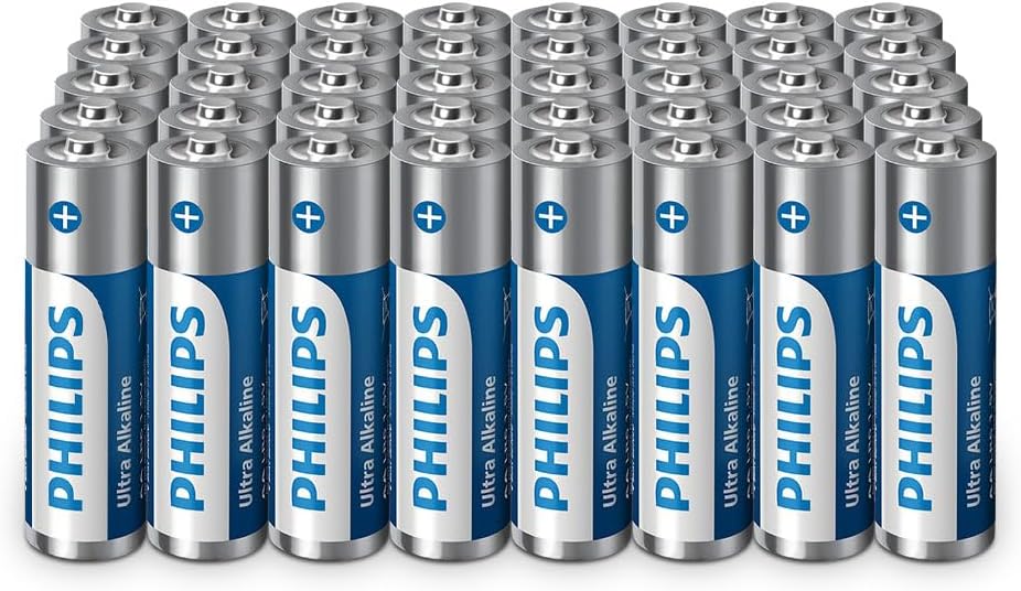 Philips Ultra AA Alkaline, baterías de Alta duración para Controles Remoto, Juguetes y Relojes, Paquete de 40