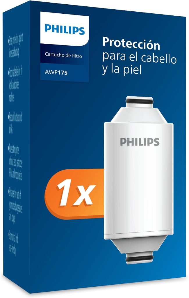 Philips Water Cartucho de filtro para ducha, filtración en 3 etapas, elimina CLORO e IMPUREZAS, instalación fácil, capacidad de filtrado 50 000 L