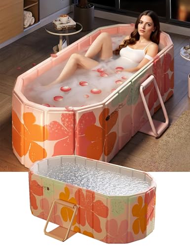 Portable Foldable Bathtub for Adults,47"Lx22"Wx20"H,Pink