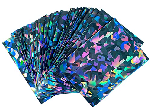 Premium Preferred Protection 100 Black Holographic Card Sleeves Perfect Fit Shiny Trading Card Sleeves Standard Size Sleeves | Compatible with Pokemon, Metazoo, Magic The Gathering, Dragon Ball Super