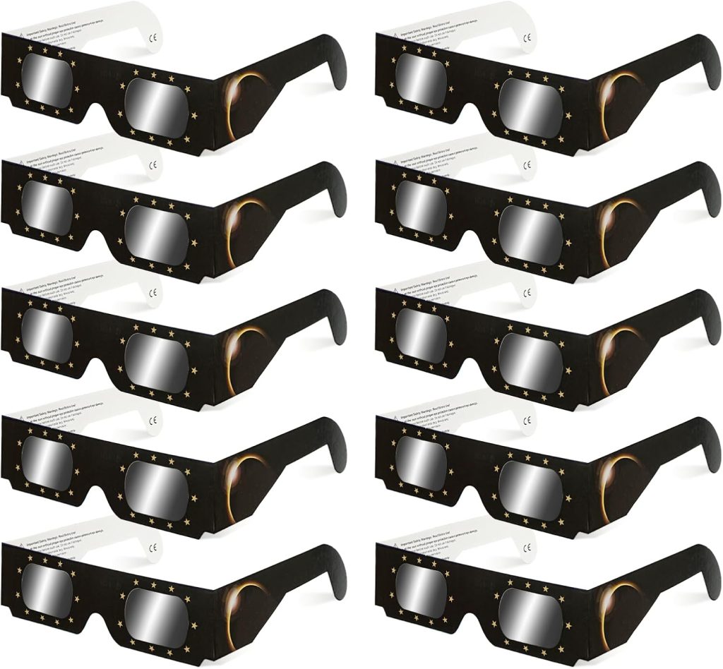 QIWEI Gafas Eclipse Solar Homologadas ISO 12312-2 Cartón Pack 10