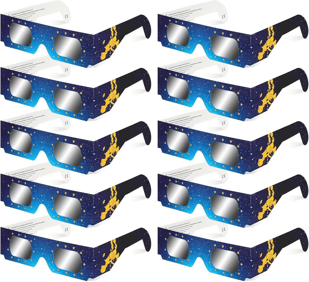 QIWEI Gafas Eclipse Solar Homologadas ISO 12312-2 Cartón Pack 25
