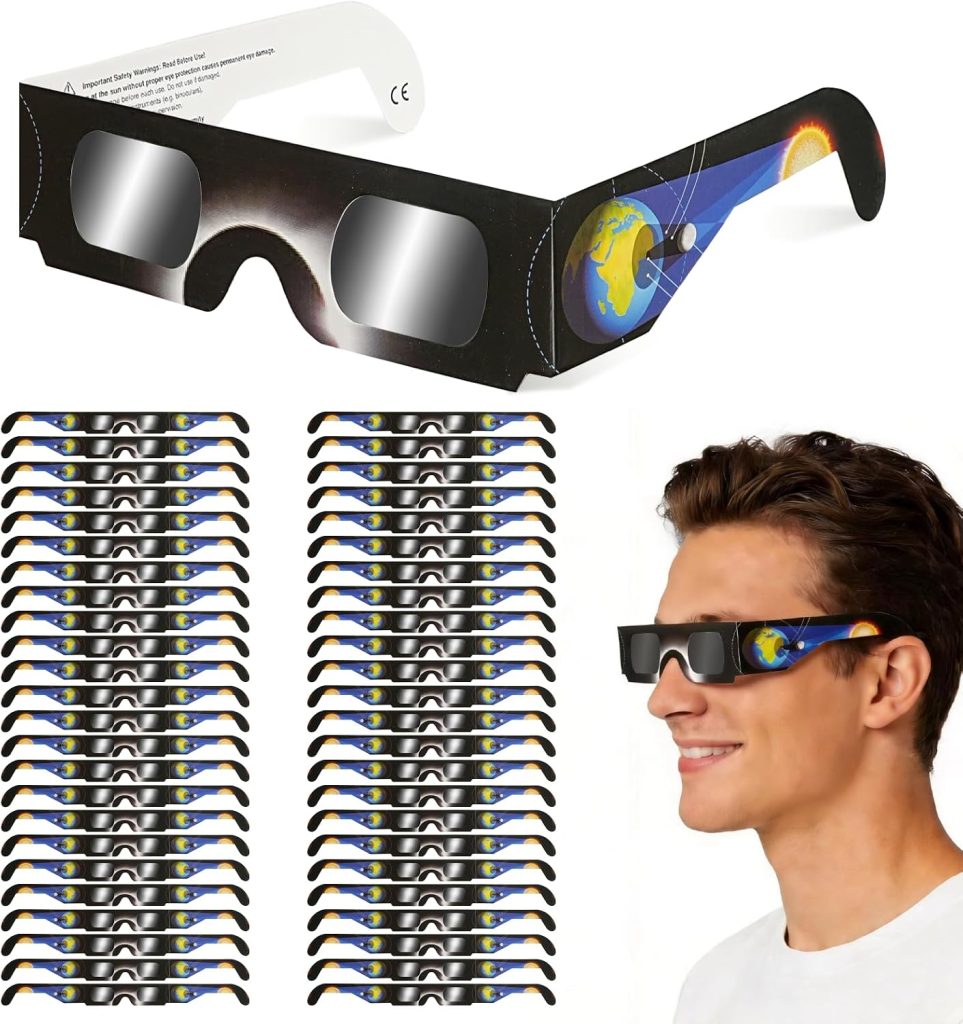 QIWEI Gafas Eclipse Solar Homologadas ISO 12312-2 Cartón Pack 25