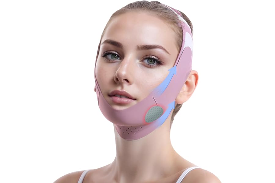 ROWMATE Graphene V-Line Mask Chin Up Mask V Shaped Face Mask Chin Strap for Sleeping,Jawline Shaper,Lilac,Medium