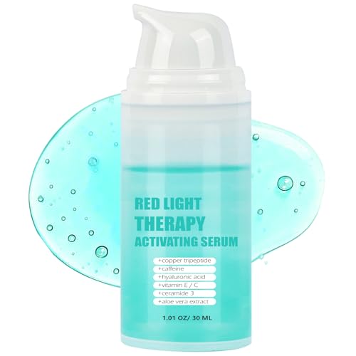 Red Light Therapy Activation Serum - Advanced Formula to Boost Collagen, Increase LED Light Therapy 10x Effects, Reduce Wrinkles&Soothe Sensitive Skin for Face&Neck with Copper Peptides,VE,1.01FLoz