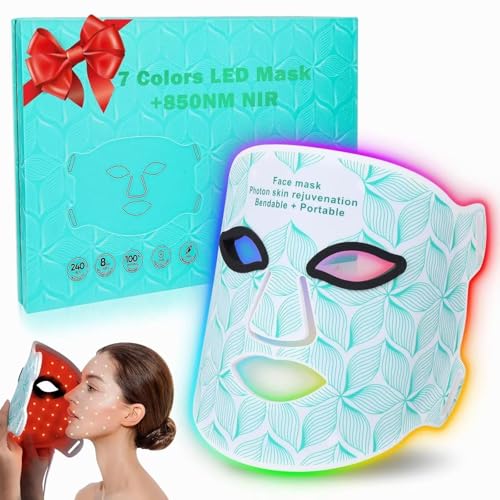 Red Light Therapy for Face, 8 Color LED Face Mask for Anti-Aging & Acne