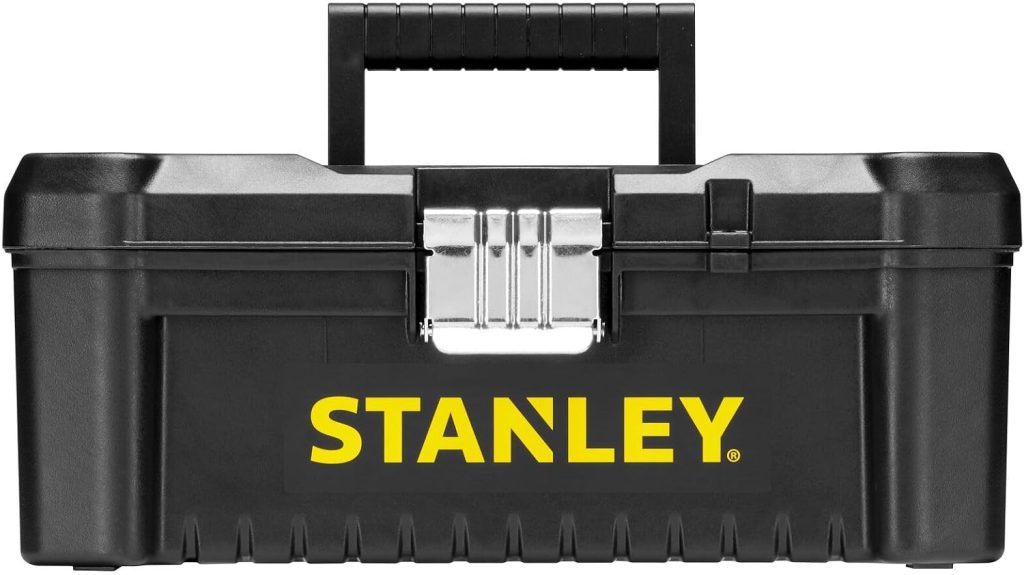 STANLEY Caja de Herramientas Essential, Dimensiones: 32 x 18,8 x 13,2 cm, Cierres Metálicos, Asa Ergonómica, Organizadores en Tapa, Bandeja Extraíble - STST1-75515