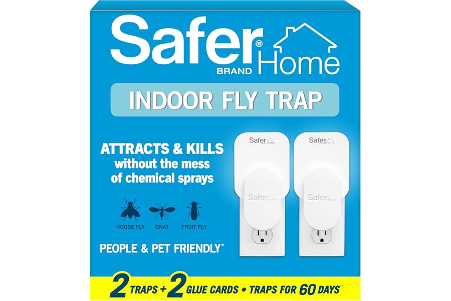 Safer Home Flying Insect Trap, Plug-in Fruit Fly Trap for Indoors, 2-Pack | Flying Insect, Moth, & Gnat Trap, Fruit Fly Kille