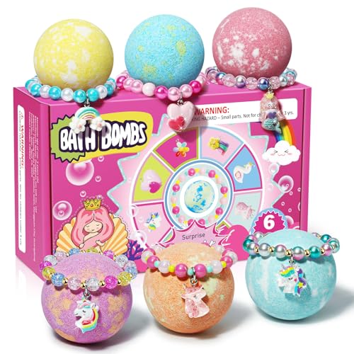 Sanyi Unicorn Bath Bombs for Kids with Bracelet Inside, Gifts for Girls 4-8