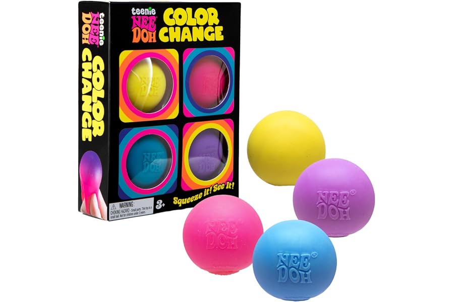 Schylling Needoh Teenie Color Change Needoh - Sensory Squeeze Toy - 4 Pack