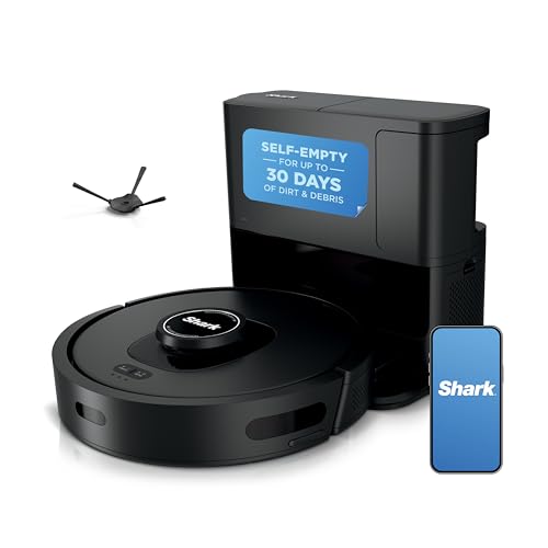 Shark AV2501S AI Ultra Robot Vacuum, with Matrix Clean, Home Mapping, 30-Day Capacity HEPA Bagless Self Empty Base, Perfect for Pet Hair, Wifi, Dark Grey