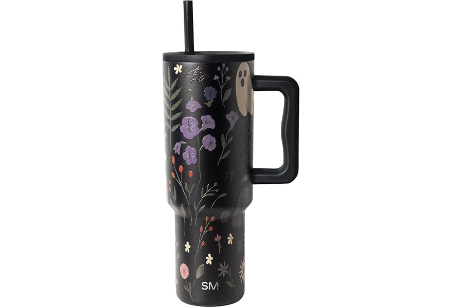 Simple Modern Halloween Tumbler with Handle | 40oz | Halloween | Trek Tumbler, Travel Mug | Insulated Water Bottle, Cupholder Friendly, Stainless Steel Cup, Graveyard Garden
